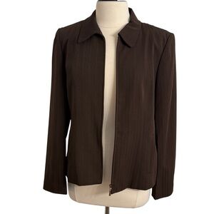 Rafaella Women's Long Sleeve, Front Zipper Closure, Unlined Jacket, Brown, Sz 12